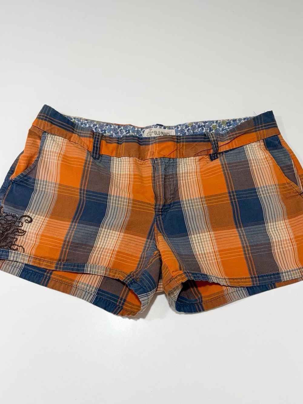 Old Navy Orange and Navy Plaid Women’s Shorts